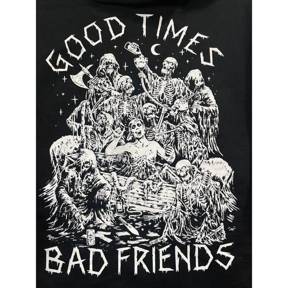 Lurking Class Graphic Print Hoodie Sweatshirt Good Times Bad Friends Men’s Med - Picture 1 of 6